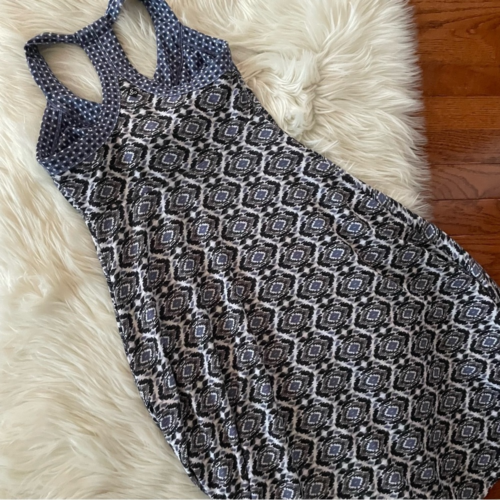 PrAna Blue Print Built in Bra Support Racer Back Casual Dress Size XS Athletic - Picture 4 of 6